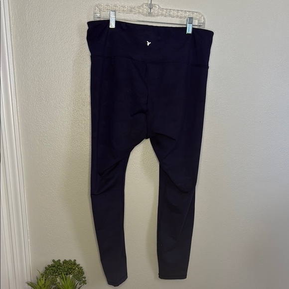 Blue Camo Patterned Full-Length Leggings with Elastic Waistband - Picture 3 of 4